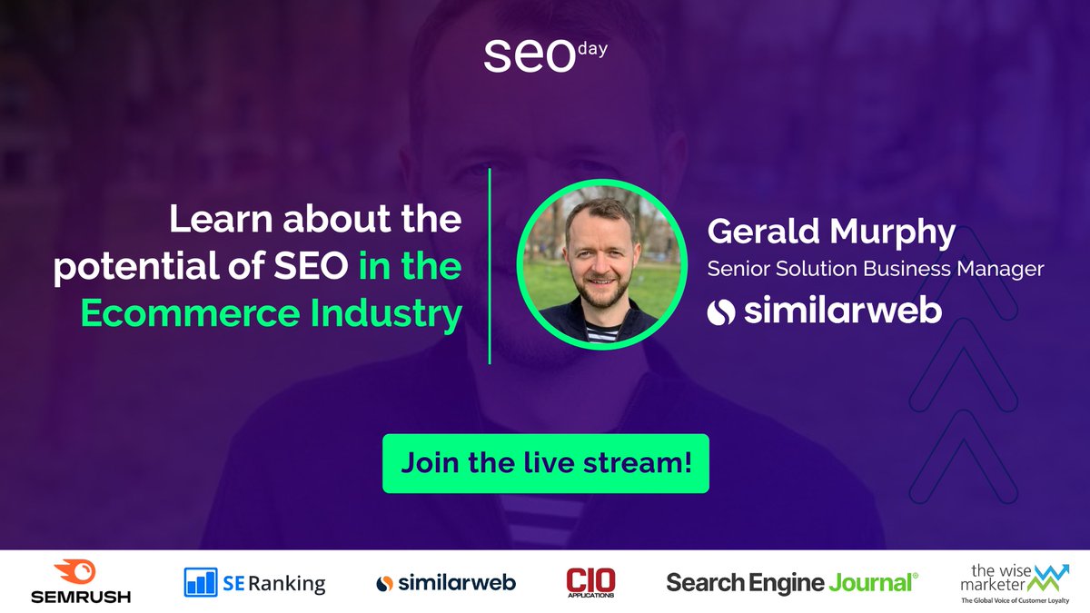 PuntoRojoM's tweet photo. Streaming NOW at #SEOday!

@GeraldSearch - Senior Solution Business Manager at @Similarweb tells us everything about the potential of #SEO in the Ecommerce Industry, in the study of SimilarWeb &amp; puntorojo🥳

🔴🎥 Join the live stream!👉 https://t.co/ewxcuEjNEL https://t.co/o2Zwk89ZPE