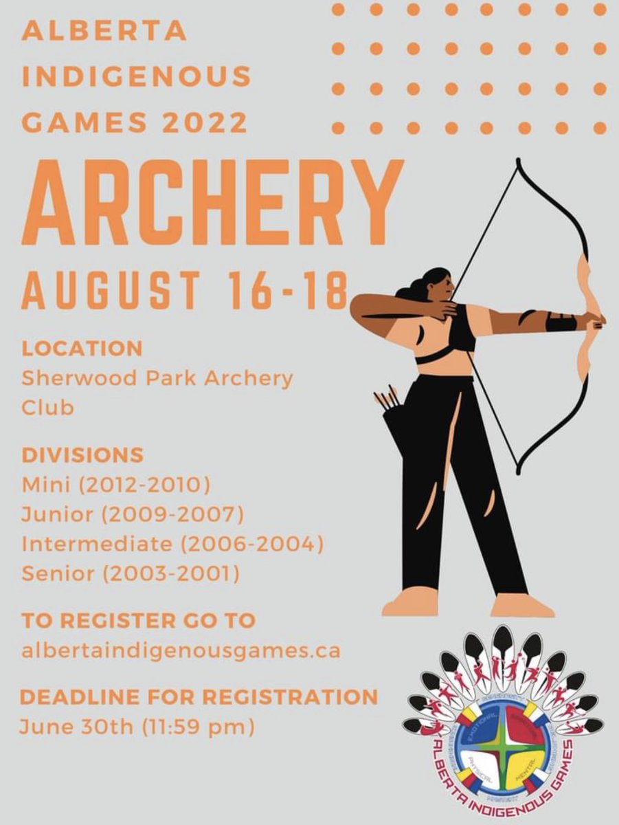 AbIndGames's tweet photo. AIG in Edmonton! Athletics (Track &amp; Field), Archery and Golf!
Registration Deadline June 30th! Calling All First Nation, Métis, Inuit &amp; Non-Status First Nation Youth! 
Team Registration form: https://t.co/w6SziZHVlN
Individual Registration Form: https://t.co/ztaFP0ku5h
#AIG2022 https://t.co/olMDG58QJK