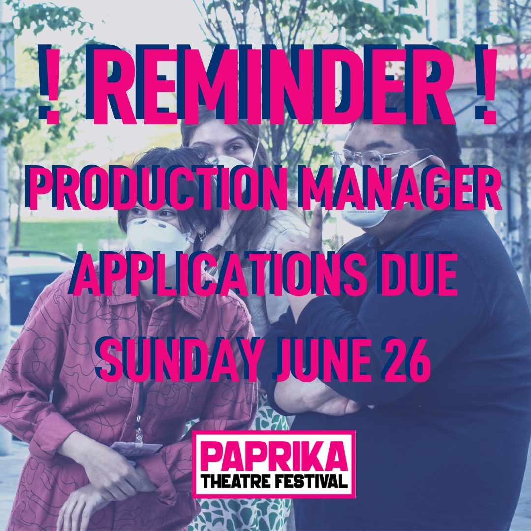⚠️ It’s not to late to apply to work with us as our Production Manager! ⚠️

Deadline is THIS SUNDAY June 26, 2021 at 5:00pm EDT 

LEARN MORE: paprikafestival.com/paprika22-prod… 🔗