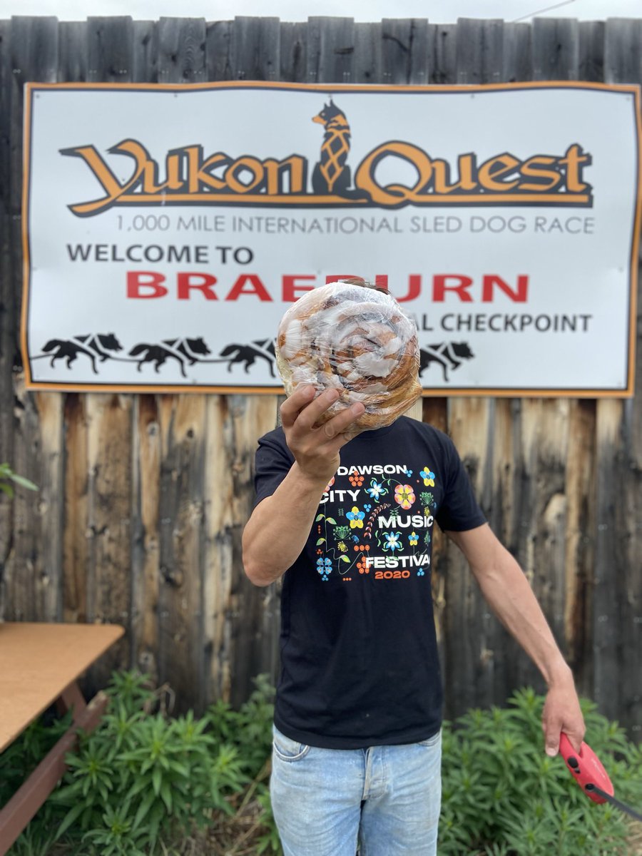 A4. I will be grabbing a world famous giant cinnamon bun at Braeburn Lodge on the North Klondike Highway on a road trip to @VisitDawsonCity! #CanadaChat #ExploreCanada #ExploreYukon