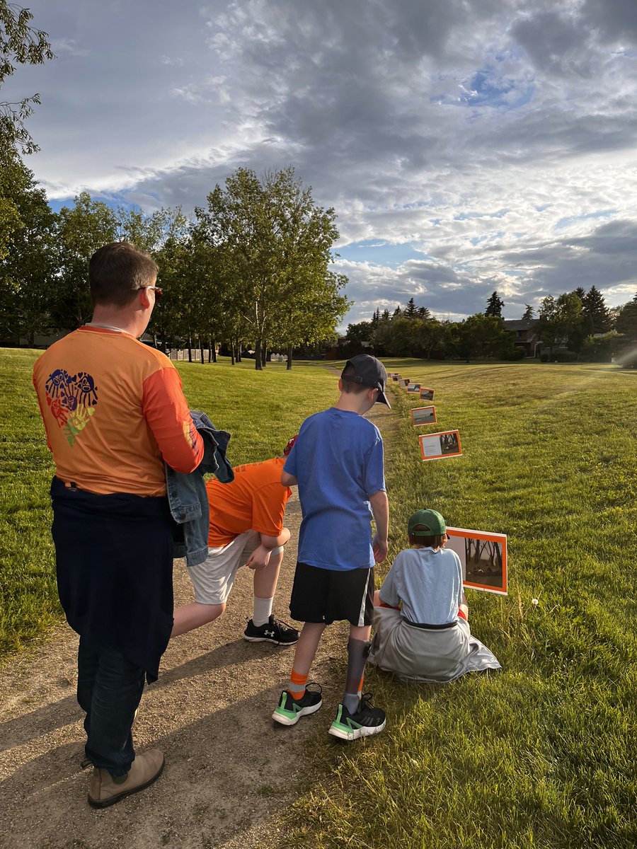 wilfred_hunt_sk's tweet photo. Indigenous Peoples’ Day at #WilfredHunt with a Story Walk. As our act of reconciliation, students spoke 18 Cree words from the book to voice the Cree language that was lost during residential schools. Come out until Friday.
@RegPublicSchools #reconciliation  #wilfredhuntstorywalk https://t.co/dPCCwVuqO8