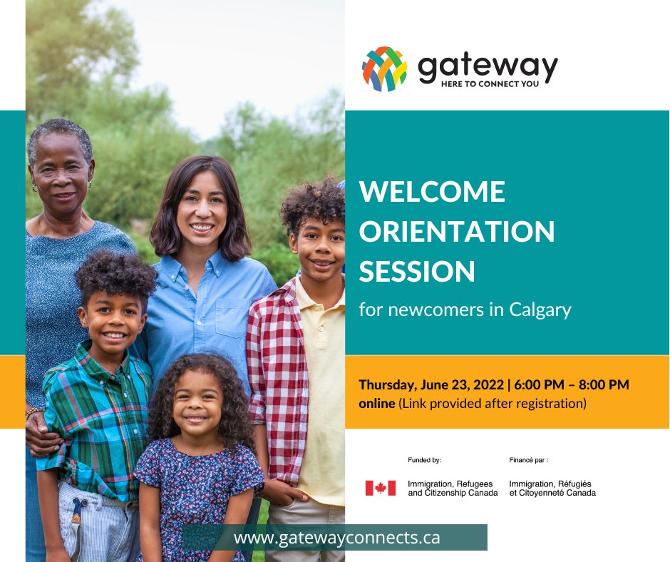 GatewayConnects's tweet photo. Join us tomorrow (Thursday, June 23) to learn about how we can connect you to the services and programs you need to success in Canada.
Register for this free online workshop at: https://t.co/6BgF6rparH
#GatewayConnects #immigrationmatters #immigrationservices https://t.co/4xxWiBkHHH