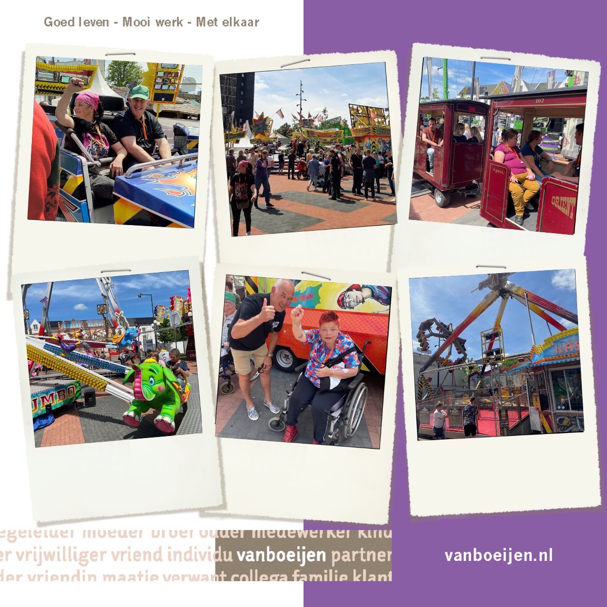 Wat een feest! Maar liefst 323 bewoners en cliënten bij Vanboeijen hebben gisteren een prachtige dag beleefd. Samen met 123 begeleiders én vrijwilligers konden zij genieten van de attracties, de cadeautjes en de lekkernijen bij de #TTKermis op de Veemarkt in Assen.