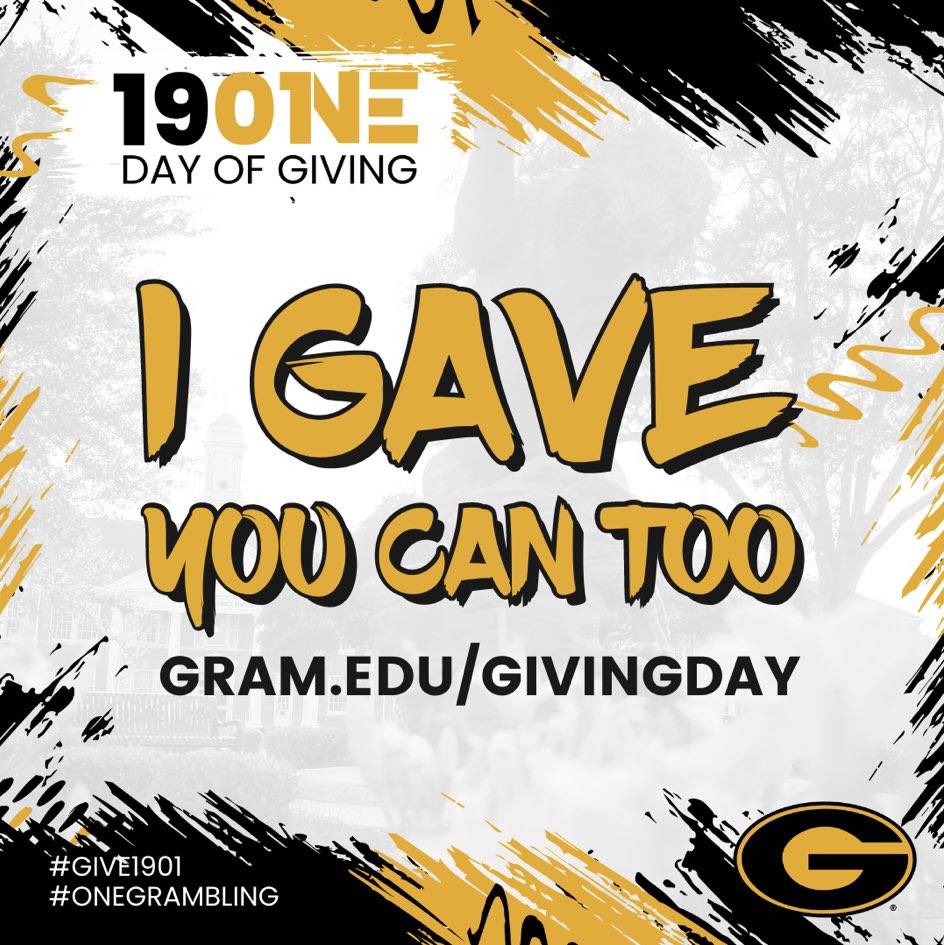 loquacious08's tweet image. Just don’t talk about about it- Be about it‼️  Let’s do this! 
🐯🖤💛❤️#GramFam #Give1901 #OneGrambling  #HBCUGrad