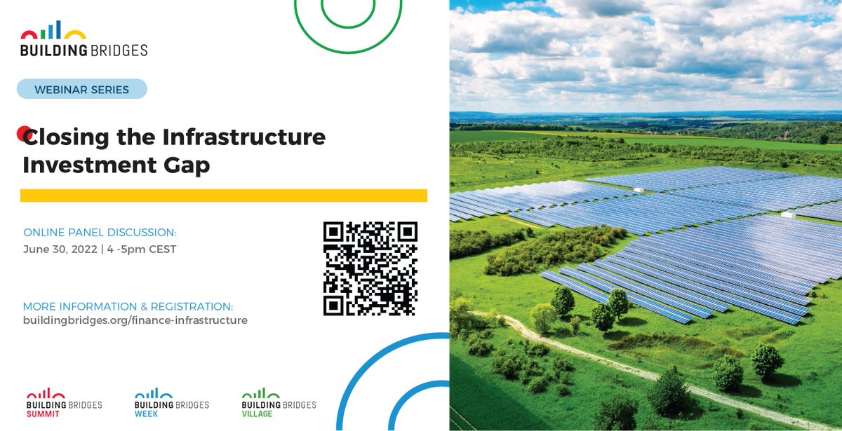 🔔 Join us on 30/06 to explore how infrastructure investment can transition our economies towards #sustainability with: • Imad Fakhoury @WorldBank • Jean-Francis Dusch @EdeRothschild • Jerome Leyvigne @BlackRock_CH & • @DUzsoki @IISD_news 👉Details: buildingbridges.org/finance-infras…