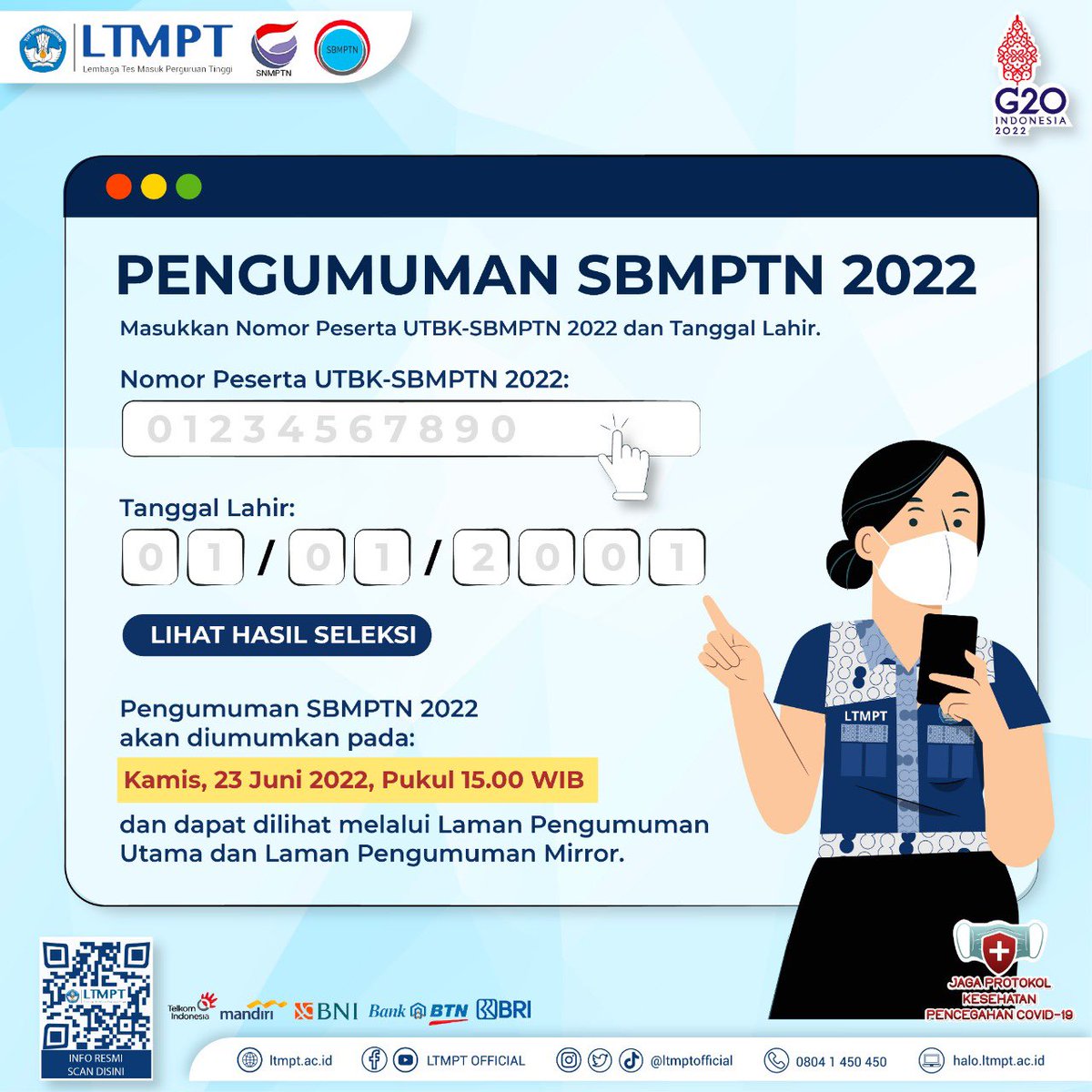 ltmptofficial's tweet photo. ❓APA SAJA YANG HARUS DISIAPKAN UNTUK MENGAKSES PENGUMUMAN HASIL SELEKSI JALUR SBMPTN 2022❓

Halo, Calon Mahasiswa Indonesia!

Setelah mengetahui laman utama dan laman mirror untuk mengakses pengumuman hasil seleksi jalur SBMPTN 2022, https://t.co/AdCufBexf5
