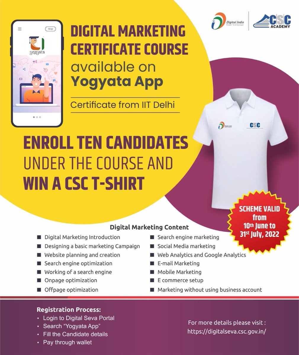 Every panchayat need to have certified digital marketer - enroll candidates and let them earn for all companies- tremendous opportunity for business