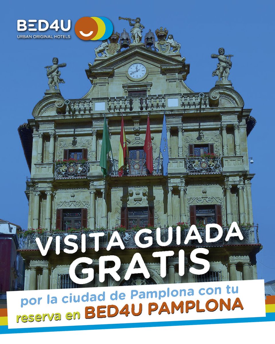 Bed4UHotels's tweet photo. BED4U PAMPLONA|

Sólo por alojarte con nosotros en los meses de julio y agosto (excepto en San Fermín) te obsequiamos con una visita guiada por la ciudad de Pamplona, un recorrido a pie de unos 90 minutos (accesible para personas de movilidad reducida). 
#bed4upamplona https://t.co/2aUxJqPLGp