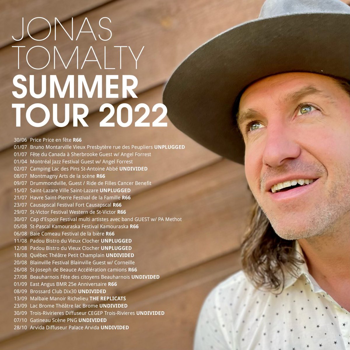 Je suis très heureux de débuter l'été avec cette annonce de tournée incroyable 📣 Tous mes projets rassemblés! On se voit sur la route mes amis ☀️