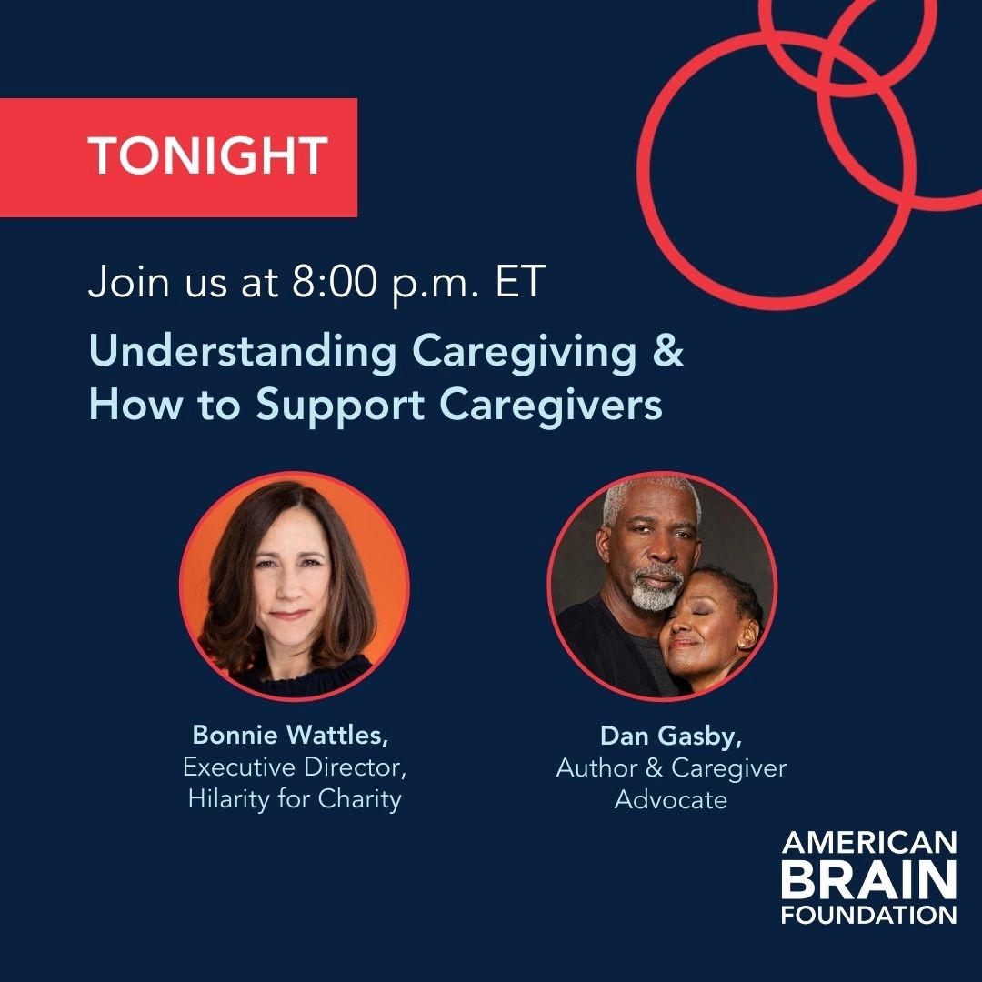TONIGHT: <a href="/ABFbrain/">American Brain Foundation</a> will host a free online event "Caring for the #Caregiver." I'll be joined by <a href="/WeAreHFC/">Hilarity for Charity (HFC)</a> BonnieWattles offering insight. Register here: give.americanbrainfoundation.org/event/caring-f… #Alzheimers