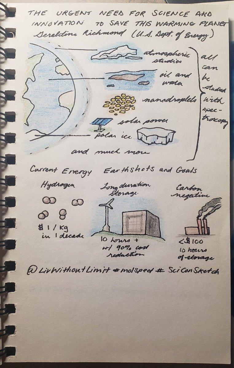 LivWithoutLimit's tweet photo. Geraldine Richmond/@, an undersecretary at the U.S. Department of @ENERGY, talked about the urgent need for science and innovation to save this warming planet.
#molspect #SciConSketch https://t.co/lLMbRKt6ux