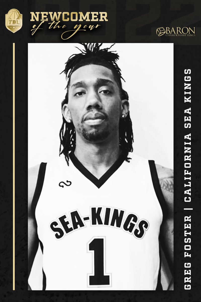 Congrats to Greg Foster <a href="/G5_buckets/">IG: G5_BUCKETS</a> of the <a href="/caliseakings/">California Sea-Kings</a> fir earning the <a href="/BaronRings/">Baron® Championship Rings</a> Newcomer of the Year award (a beautiful ring from Baron).

Greg led his team in scoring 27.3 ppg, assists 7.4 apg &amp; helped them to the Western Conference Finals

#adifferentleague
