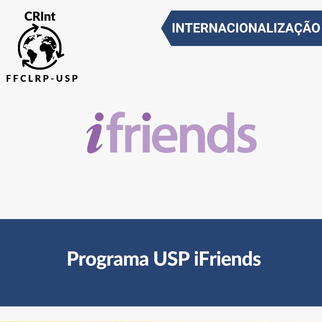 ffclrp's tweet photo. O Programa USP iFriends, destinado a alunos USP ou intercambistas, está com as inscrições abertas para participação da próxima edição presencial no 2º semestre de 2022.
Para mais informações acesse o link https://t.co/ikbrhxLjzx
#CRInt #CRItffclrp #internacionalizeffclrp #ffclrp https://t.co/rqtTv22EHR