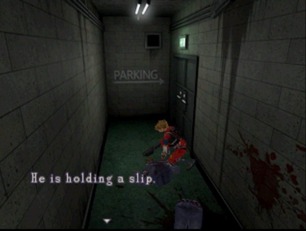 DPerkeleeee's tweet photo. Is that why he died? Must contain a dropping or somethin'! Poor dude!
#REBHFUN
#biohazard2prototype https://t.co/Cp6UfCNW69