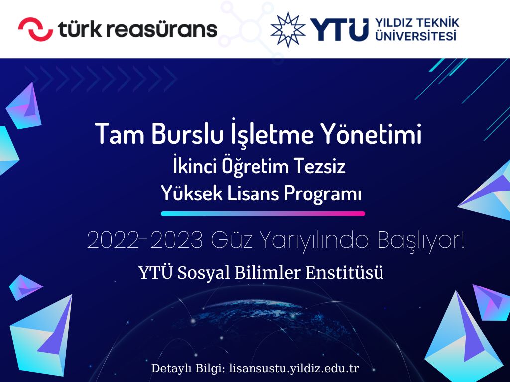 Üniversitemizde bir ilk olarak 2022-2023 güz yarıyılında YTÜ ile Türk Reasürans A.Ş. arasında imzalanan protokol ile tarafların işbirliğinde Türk Reasürans A.Ş. tarafından 30 öğrenci tam burslu olarak “İşletme Yönetimi Tezsiz YL' öğrenimi görecek! @YildizEdu @TurkReasurans #YTÜ