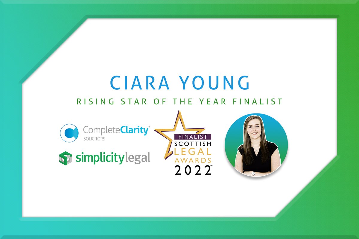 We at Clarity Simplicity are incredibly proud to have our own Ciara Young be selected as a Rising Star of the Year Finalist at the Scottish Legal Awards! 🌟

We cannot be happier for Ciara, whose passion, dedication and professionalism is second to none.
