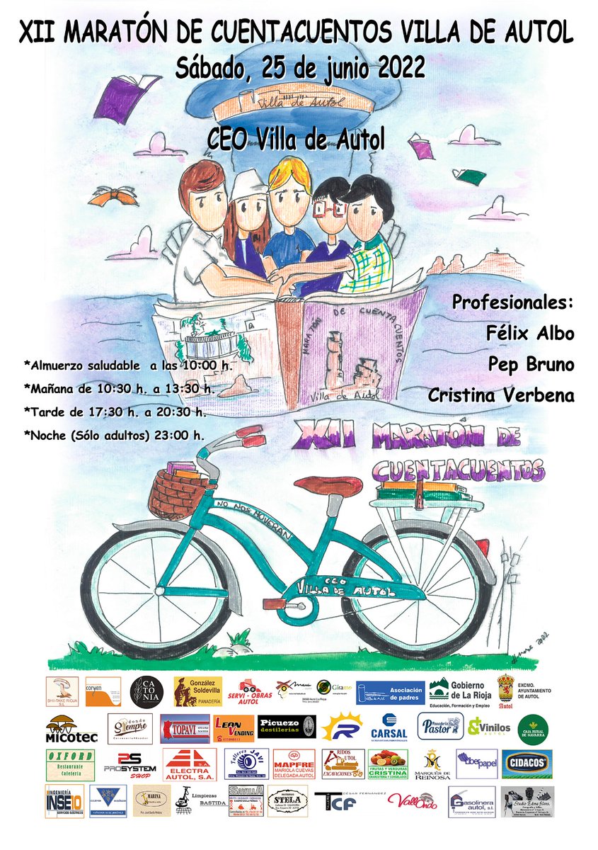 JorgeEnciso78's tweet photo. Este sábado 25 de junio vuelve el Maratón de Cuentos del CEO Villa de Autol.
Animaos a venir y disfrutarlo.
#maratondecuentos
#CEOVilladeAutol https://t.co/lEe9ikBzOy