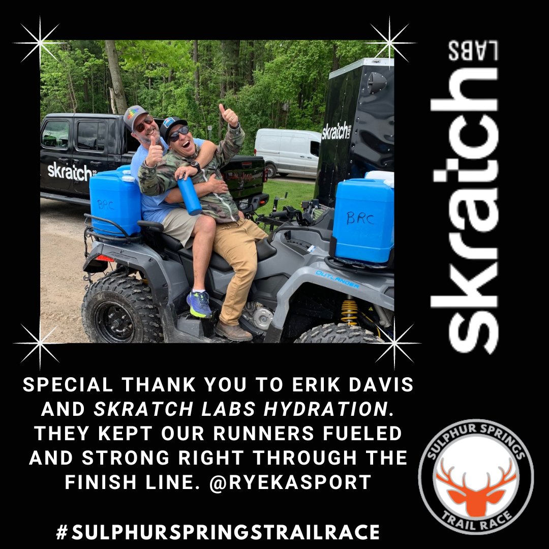 SulphurTrailRun's tweet photo. Thanks to @ryekasport and @skratchlabs for all of their help on race weekend !!
@skratchlabs @ryekasport
#hydration #skratchlabs #sportsnutrition
#SkratchLabs #SulphurSpringsTrailRace #TrailRace #TrailRunning #TrailRunningLife #OntarioTrails #SulphurSprings #GetOutside #RunRace https://t.co/Y1QXgrLC1c