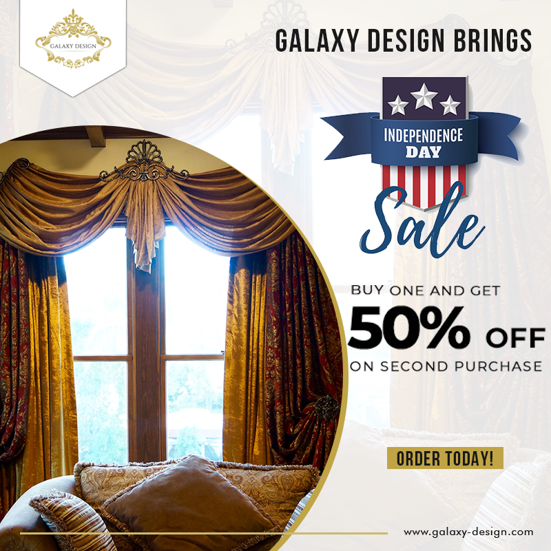 GalaxyDesign100's tweet photo. We wish you a Happy 4th of July in advance. Celebrate the stars and stripes day with new drapes & #drapery hardware from #GalaxyDesign. Bring home any product from us and get the second one paying 50% less! Grab the offer before this Independence Day!
#4thofJuly #sale #curtains https://t.co/Vg7OCjemNE