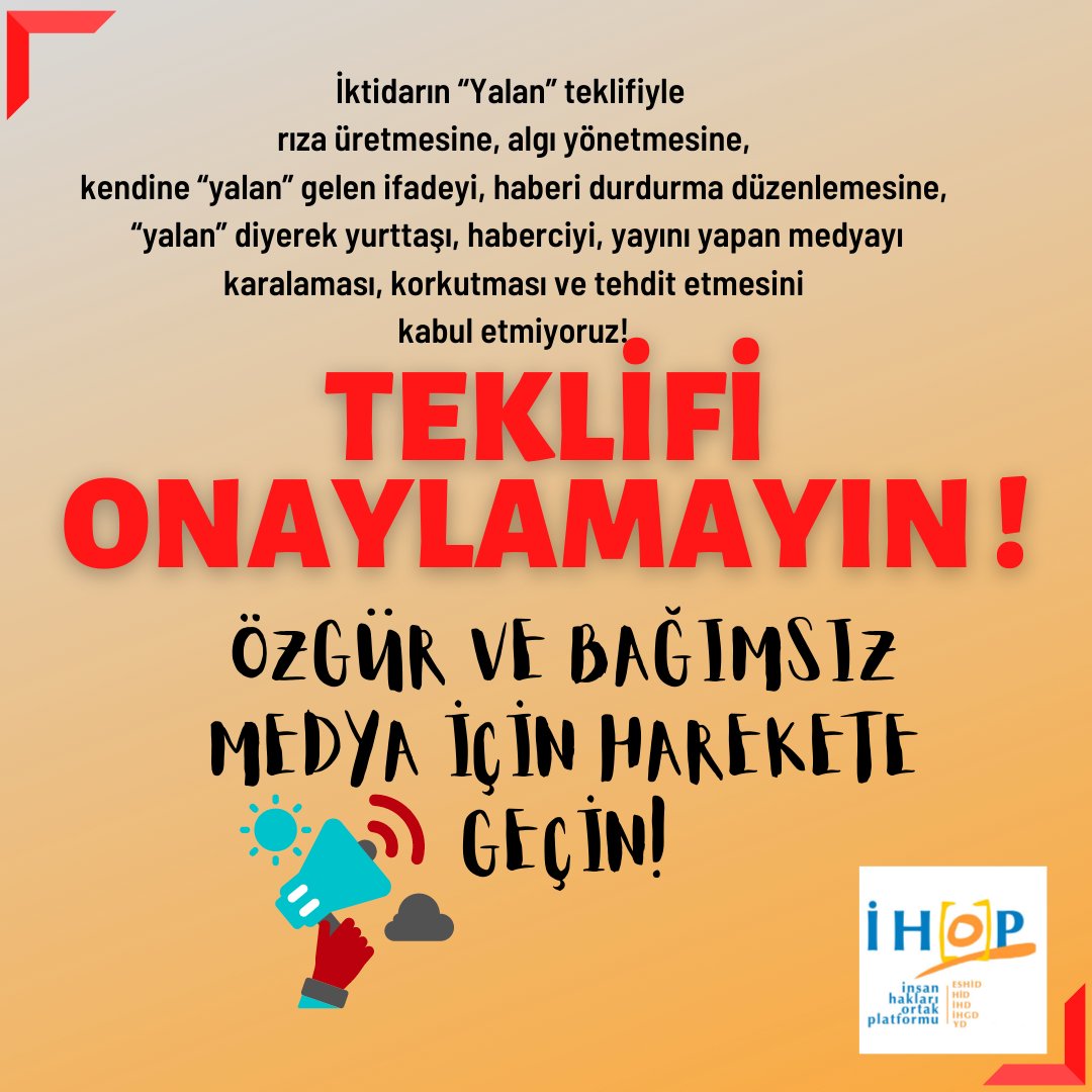 Basın Kanunu ve Bazı Kanunlarda Değişiklik Yapılması Hakkında Kanun Teklifine İlişkin Görüşümüz 

👉 ihop.org.tr/basin-kanunu-i…