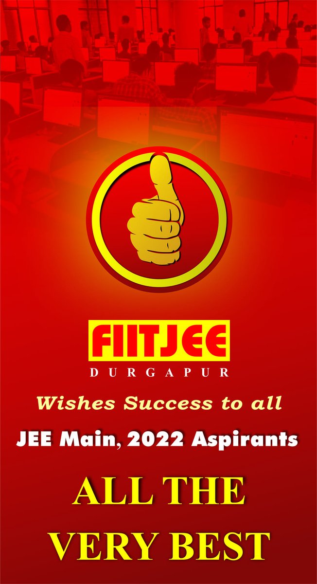 CentreFiitjee's tweet photo. "All the very Best " to all JEE Main 2022 Aspirants.
#JEEMain2022 
#All_the_Best!!! https://t.co/Iqig7N1mpg