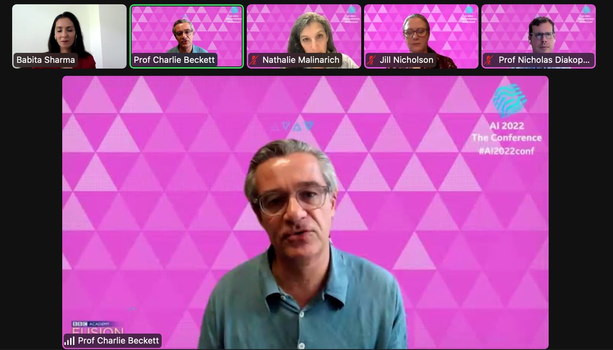 BBC Academy (@bbcacademy) on Twitter photo If you have questions for our "Making News" live conference panel…
🗣 <a href="/nmalinarich/">Nathalie Malinarich</a>
🗣 <a href="/tumbling_after/">Jill Nicholson</a>
🗣 <a href="/CharlieBeckett/">Charlie Beckett</a>
🗣 <a href="/ndiakopoulos/">Nicholas Diakopoulos</a>
.. please use #AI2022conf to Tweet us publicly, or to post them anonymously in Slido.com If you have questions for our "Making News" live conference panel…
🗣 <a href="/nmalinarich/">Nathalie Malinarich</a>
🗣 <a href="/tumbling_after/">Jill Nicholson</a>
🗣 <a href="/CharlieBeckett/">Charlie Beckett</a>
🗣 <a href="/ndiakopoulos/">Nicholas Diakopoulos</a>
.. please use #AI2022conf to Tweet us publicly, or to post them anonymously in Slido.com