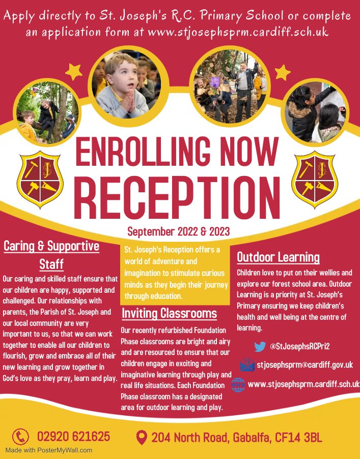 Please share and retweet!

We have spaces available in Reception for September 2022. See the poster below for more information: