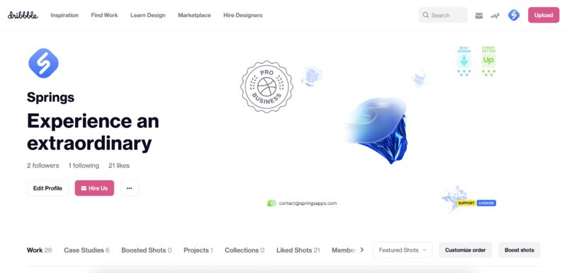 AppsSprings's tweet photo. Springs has always been not only about software development but UI/UX design too 🎨. So, today we are happy to announce our launch on Dribble 🤟

We would really appreciate likes, shares, and comments on our work 🔥
Here is the link: https://t.co/gc6vEfOVq1

#design #ui #ux https://t.co/NqSokaIknE