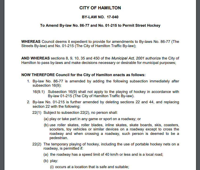 If your city does not have a by-law to permit street hockey, do you even live in Canada? #HamOnt

hamilton.ca/sites/default/…
