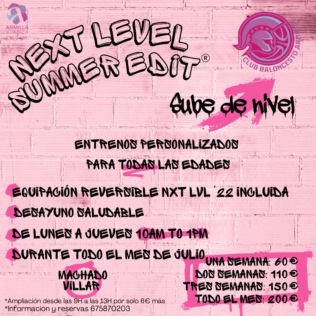 ARMILLACB's tweet photo. 🔥No se para🔥
#NextLevelCBA SUMMER EDIT. ®️
⚔️Trabaja, resiste, avanza y conquista un nuevo nivel 🔥🔥🔥
🖤Ejercicios técnico-tácticos, físicos y de habilidad para todas las edades!!
Get ready for coming season 👊🏾 https://t.co/cRoaEhKe8B