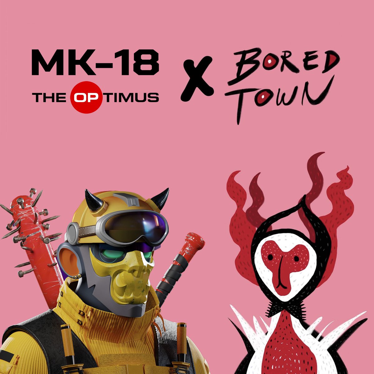 5 WL slots from MK-18 The Optimus, the project that will be launched soon on Optimism.

⚪️ Follow @MK18NFT &amp; <a href="/BoredTownNFT/">𝙱𝙾𝚁𝙴𝙳 𝚃𝙾𝚆𝙽 👹</a> 
🔴 Like &amp; RT
⚫️ Tag some friends

⏱ 24 hours 

Bored Town holders, please join discord.gg/boredtown for exclusive WL 👹

#BoredTown #WhitelistGiveaway
