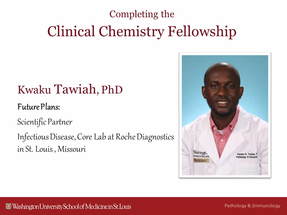 WashU Medicine Pathology & Immunology (@washu_pathology) on Twitter photo Congratulations 🎉Dr. Tawiah! All the best in your new role at Core Lab at Roche Diagnostics. <a href="/LabMed_Guy/">Kwaku Dwumah Tawiah</a> #ClassOf2022 #ClinPath Congratulations 🎉Dr. Tawiah! All the best in your new role at Core Lab at Roche Diagnostics. <a href="/LabMed_Guy/">Kwaku Dwumah Tawiah</a> #ClassOf2022 #ClinPath