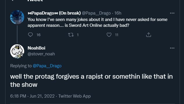 AincradArchive's tweet photo. I hate seeing lies being spread to the people that never watched . https://t.co/TJ8pKATz2Y