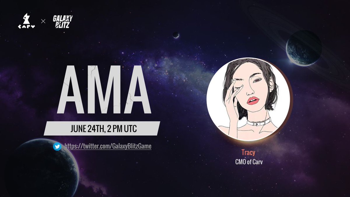 Carv is having another #AMA with <a href="/GalaxyBlitzGame/">Galaxy Blitz</a>

🪬Jun.24 2PM UTC
🌗Tracy, Carv CMO
🪐x.com/GalaxyBlitzGame
🤑150 $ARC for 5 ppl

Get s badge #NFT to celebrate the collab with us🤓 bit.ly/3Ow7Tdi

Here's to get #whitelist 🫱bit.ly/3tUi5Er

#Carvama