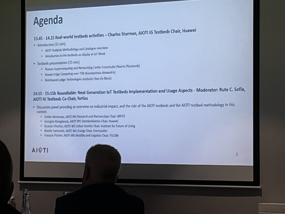AIOTI_EU's tweet photo. At #IoTWeek2022 @IoT_Forum, Roundtable on Next Generation #IoT #Testbeds Implementation and Usage Aspects moderated by Rute Sofia @fortiss with Georgios Karagiannis @Huawei, Ricardo Vitorino #IFL, @Natalie_Sam @enercoutim and @FrancoisFischer #FSCOM https://t.co/UpxGLIQTwl
