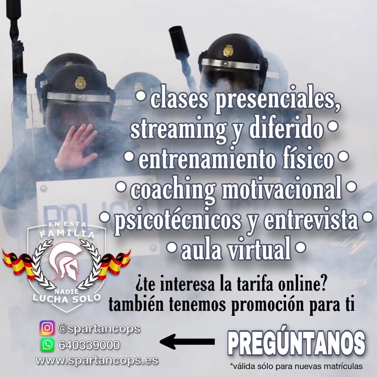 SpartanCops_es's tweet photo. Spartan Cops sabe el esfuerzo diario que realizáis los opositores por estudiar y trabajar a la par de invertir en vuestro futuro y formación.Por lo que hemos pensado en la manera de poder ofreceros la mejor de las formaciones y que pueda estar al alcance de tod@s 🎉 #Oposiciones https://t.co/aofVuTYthN