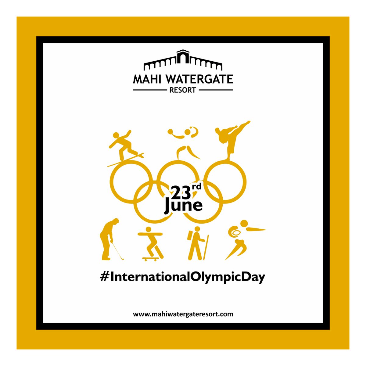 Mahiwatergate's tweet photo. Let us all gather all our energy to fulfil the motive of this day. Play all, enjoy all. #InternationalOlympicDay #MahiWatergateResort https://t.co/k6z6aHak0L