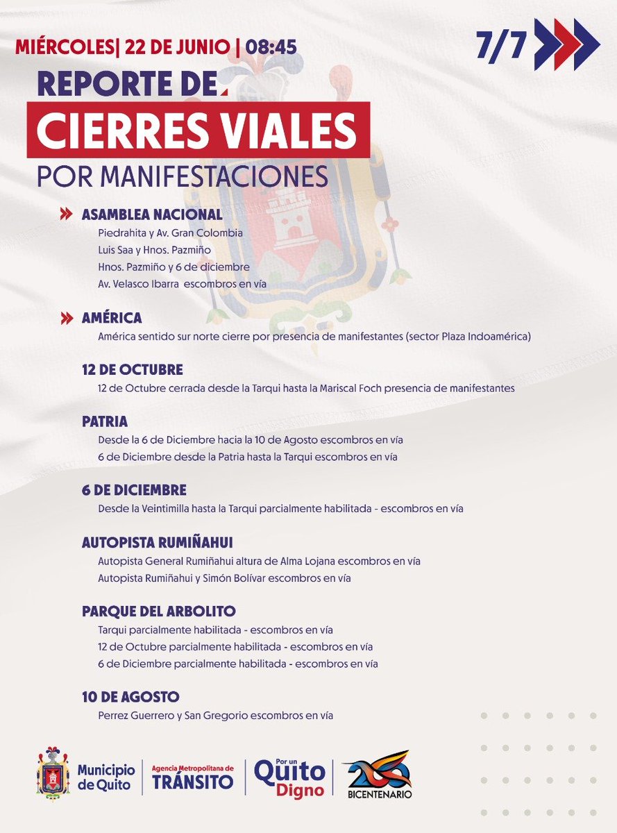 PrimeraPlanaECU's tweet photo. #ParoEcuador2022 | Este es el reporte en el norte y centro de #Quito. https://t.co/IbRQ0Ps3jD