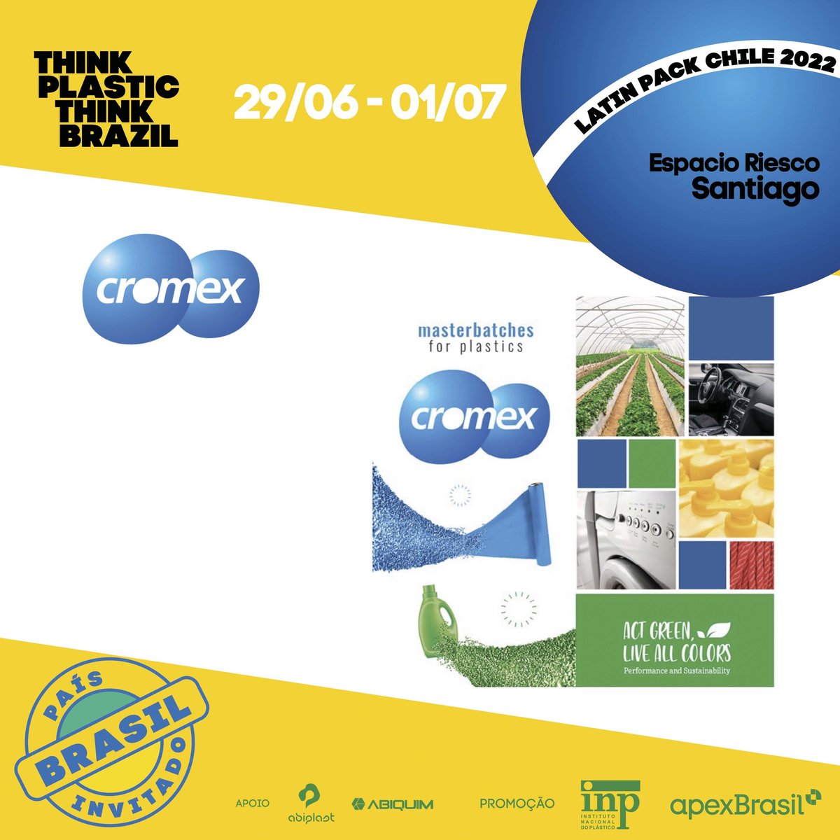 ThinkPlasticBr's tweet photo. Brasil: #PaísInvitado Latin Pack Chile 2022
Think Plastic, Think Brazil, Think Cromex
@apexbrasil @thinkplasticbrazil
#LatinPackChile2022, #envases #embalaje #economiacircular #sustentabilidad #tecnología #innovación #ThinkPlasticBrazil #ApexBrasil https://t.co/MsVlqLxsdA