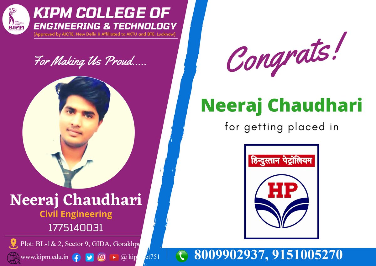 kipmcet751's tweet photo. #KIPMCET #proudmoment 
#congratulations🎉 #Neeraj https://t.co/jmQzUbd8ds