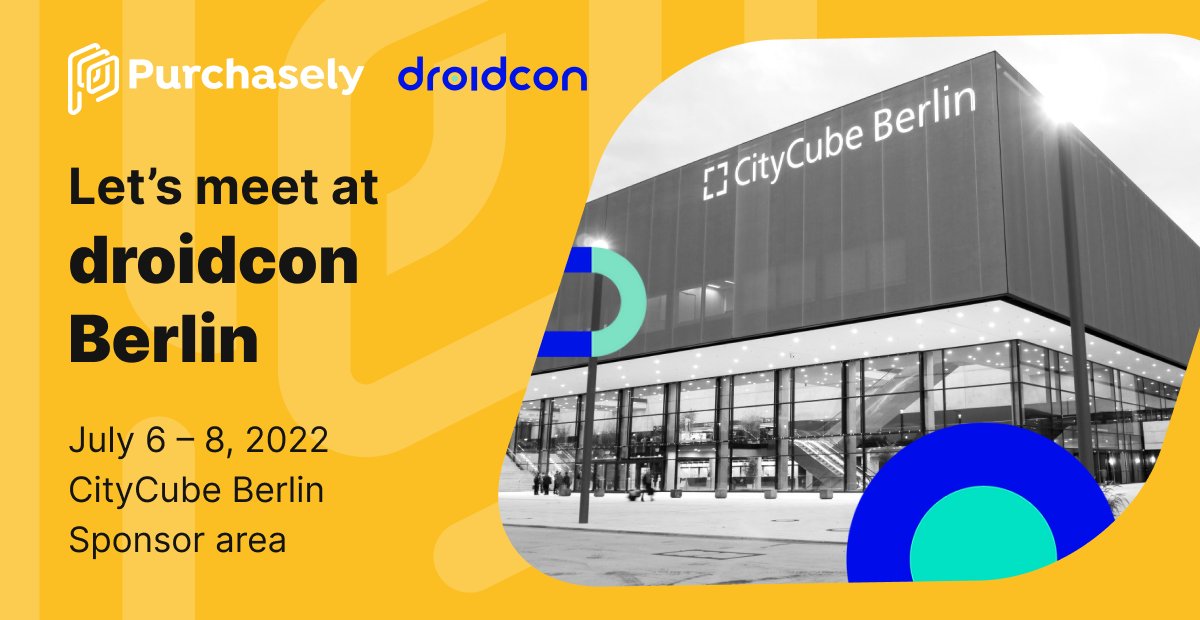 droidconBerlin's tweet photo. .@PurchaselyCom is thrilled to be sponsoring droidcon Berlin. Meet their #Android experts in the SPONSOR AREA to discuss the In-App Subscription business and growth! [Sponsored Post] https://t.co/osbm7rosal

#SubscriptionApp #mobile #paywallbuilder #dcbln22 https://t.co/OJ94vlIysq