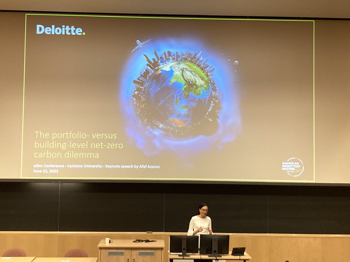 energyincities's tweet photo. A great start to the #eSim2022 conference at @Concordia; Opening remarks by Afaf Azzouz, Senior Manager, Sustainability & Climate Change (@Deloitte) https://t.co/g5f7zuu4v2