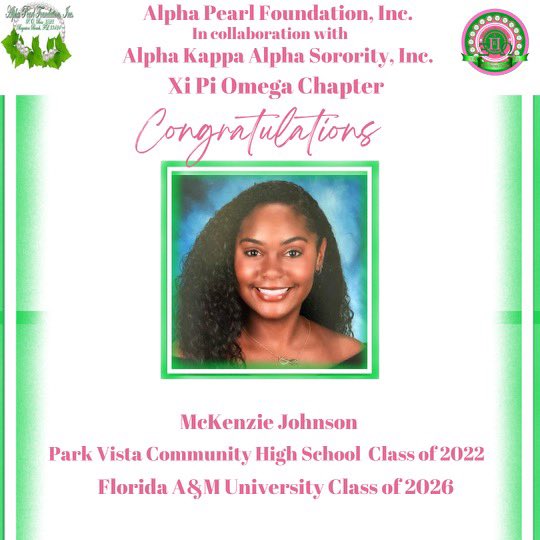 XiPiOmegaAKA's tweet photo. The ladies of Alpha Kappa Alpha Sorority, Inc. Xi Pi Omega Chapter would like to congratulate the 2022 scholarship recipients. We are wishing them the best of luck in all of their future endeavors! 💖💚

#AKA1908 #Scholarships #XiPiOmega https://t.co/2aWIOw3gS2