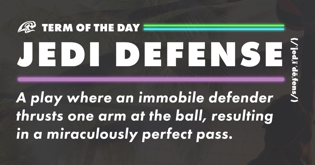 Sand_Socks's tweet photo. Do you know this volleyball term?
Word of the Day - JEDI DEFENSE
#sandsocks https://t.co/lazoIi2uZB