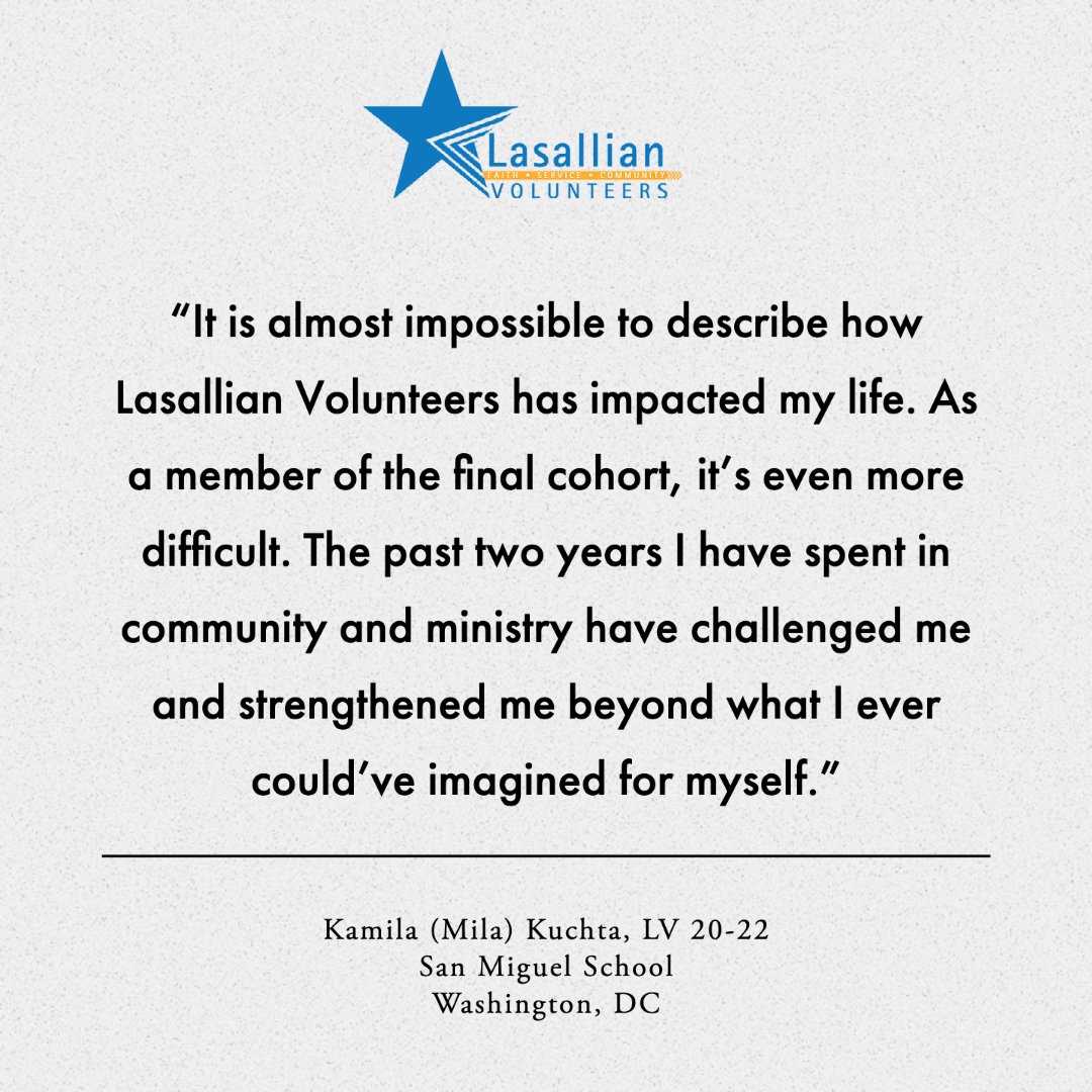 We asked a few members of the final cohort of Lasallian Volunteers what their experience has meant to them. #Faith #Service #Community #LasallianVols #Lasallian