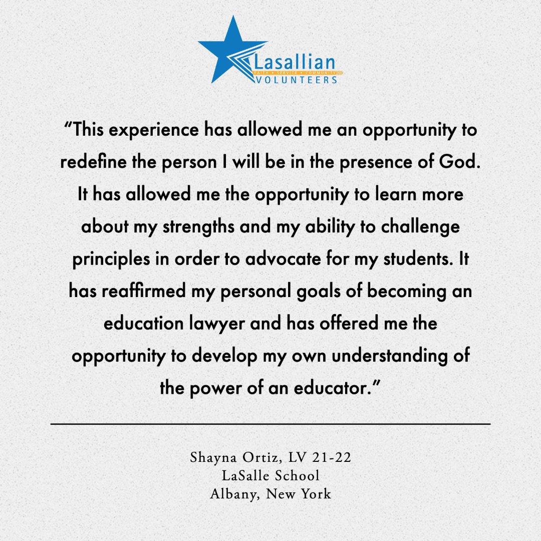 We asked a few members of the final cohort of Lasallian Volunteers what their experience has meant to them. #Faith #Service #Community #LasallianVols #Lasallian