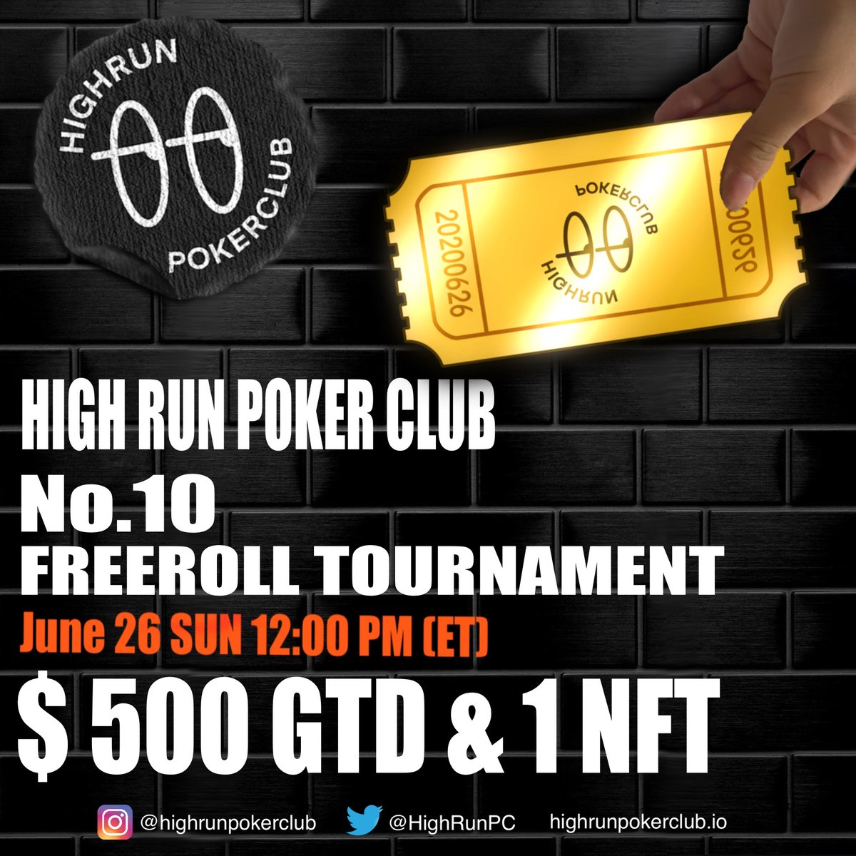 HighRunPC's tweet photo. 🎪High Run Poker Club No.10 Freeroll Tournament
⏲️SUN 26th JUNE / ET 12PM
🏆GTD: $500(ETH) + HRPC 1NFT🏆

✅Buy-in is RT &amp; Follow
@HighRunPC

✅Join Discord👇
https://t.co/dlWw184SEp

#Poker #PokerNFT #Freeroll #Tournament #NFT #pokerstars #pokerlife #NFTCommunity #NFTs #NFTPoker https://t.co/rOQ3VlBspI