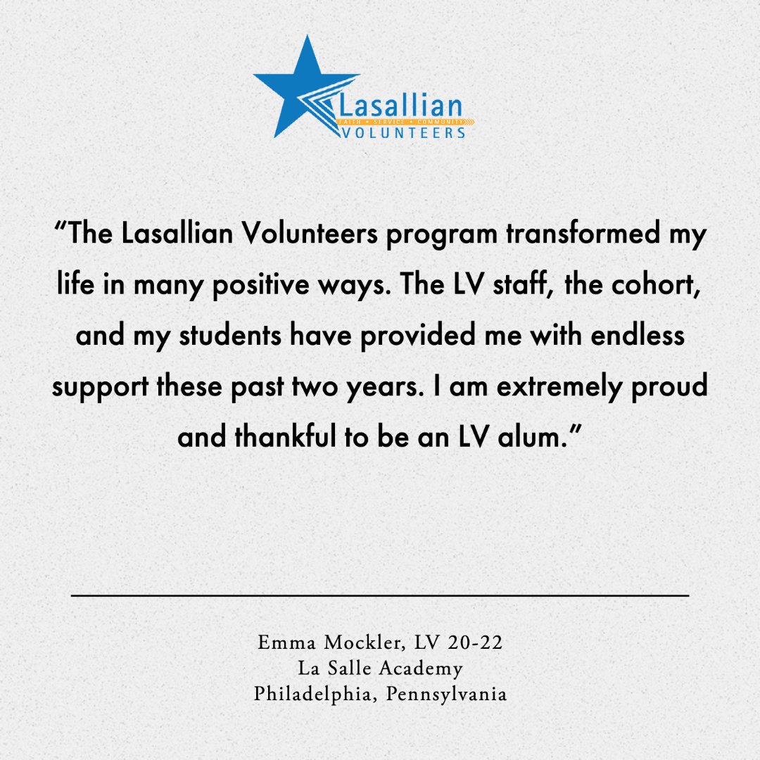 We asked a few members of the final cohort of Lasallian Volunteers what their experience has meant to them. #Faith #Service #Community #LasallianVols #Lasallian