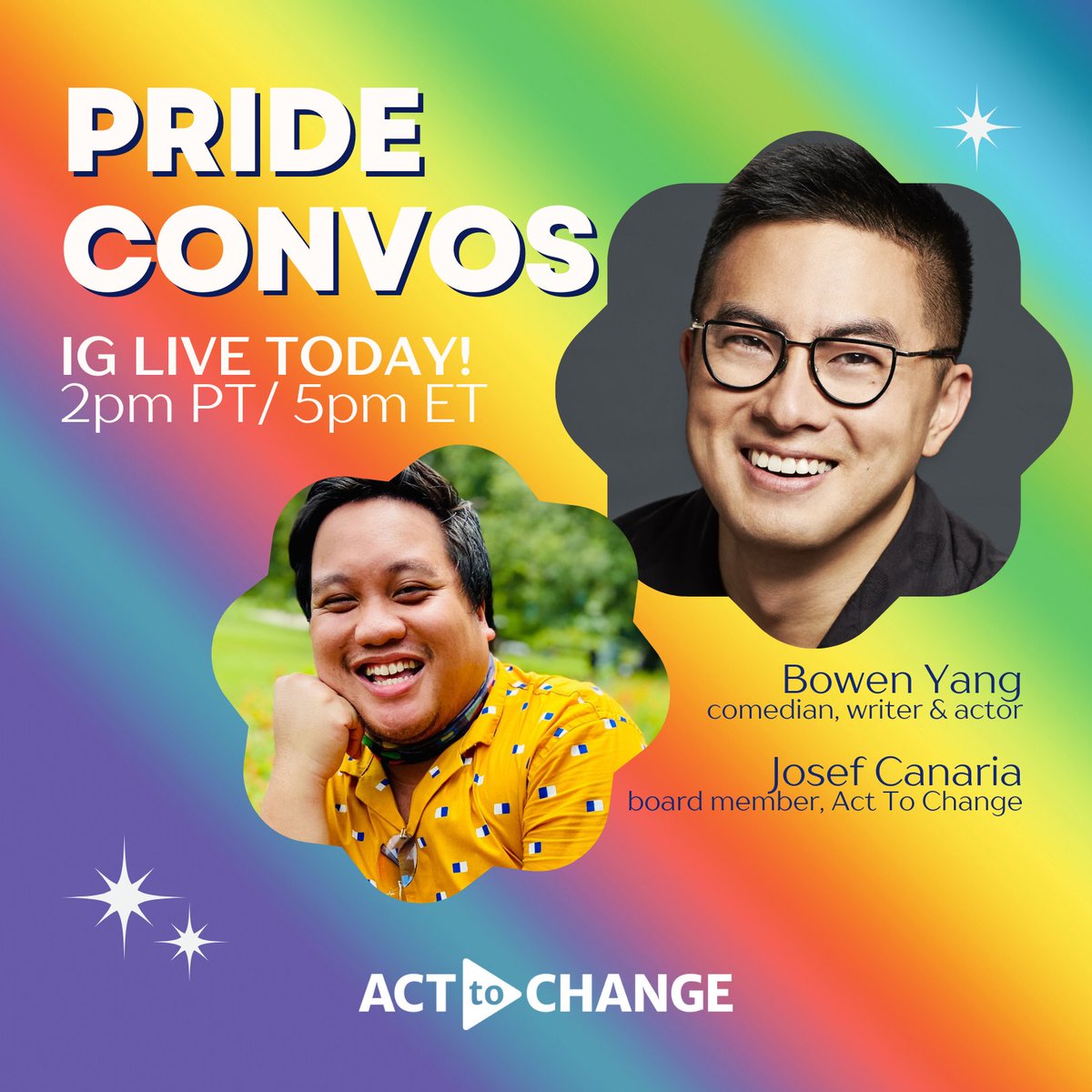 ActToChange's tweet photo. #PrideMonth is a celebration of the beauty & diversity of the queer community.Β Along with this celebration, we acknowledge that #Pride started with a riot, and the need for this movement is still urgent.
Join #PrideConvos TODAY on #ActToChange's IG: https://t.co/qg9ZEjUZJt https://t.co/F7uFTxYjJN