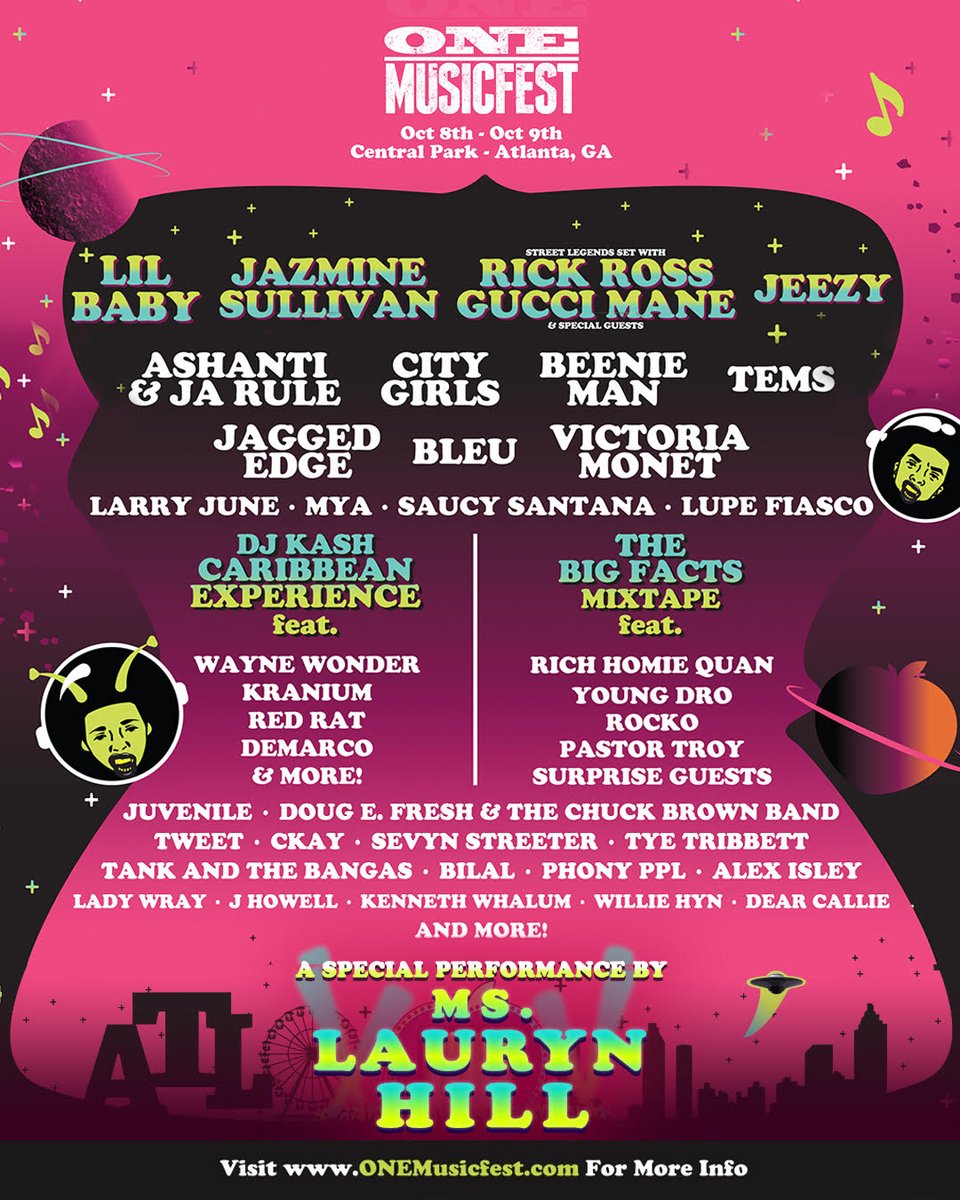onemusicfest's tweet photo. 🚨 Playtime is OVER. ONE Musicfest 2022 Lineup is HERE!

The wait was worth it. OMF2022 brings you Lil Baby, Ms. Lauryn Hill, Jazmine Sullivan, Rick Ross, Jeezy, City Girls, Tems, Beenie Man, Gucci Mane, and MORE! 
Grab tickets and lock it in! https://t.co/6b1k94xmGR https://t.co/e9eocJeCPP